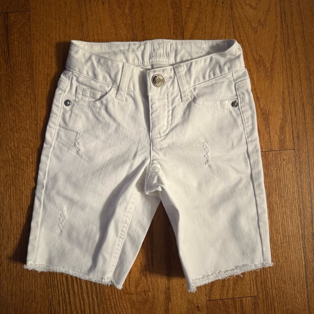Justice Jeans White Denim Shorts Girls Size 7 Slim